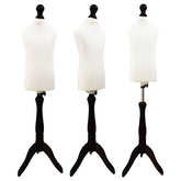 Children Kids Age 2-4 Tailors Dummy Mannequin, White Torso Bust with a Black Wood Tripod Stand